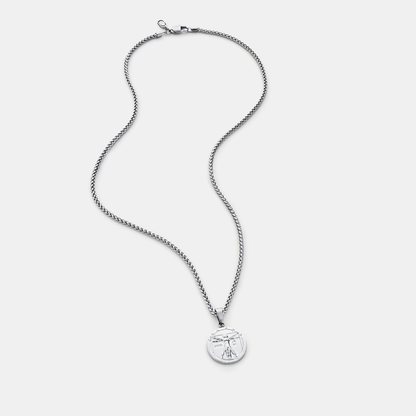 Silver Vitruvian Pendant | Men | Stainless Steel | Artistic Design | Necklace | Steven & Levon
