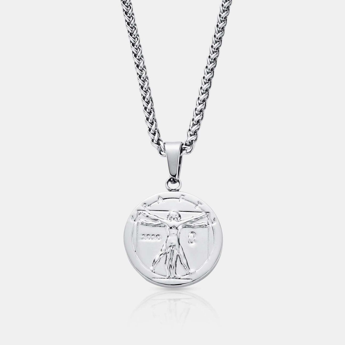 Silver Vitruvian Pendant | Men | Stainless Steel | Artistic Design | Necklace | Steven & Levon
