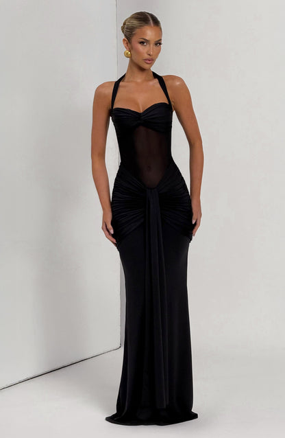 Women's Black Maxi Dress | Halter Neck Evening Dress | Elegant Occasion Wear | Steven & Levon