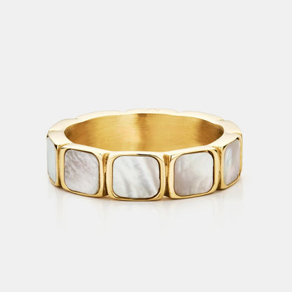 White Stone Band Ring | Gold or Silver | Unisex | Stainless Steel | White Stone Detail | Classic Style | Steven & Levon