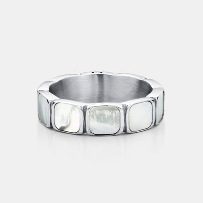White Stone Band Ring | Gold or Silver | Unisex | Stainless Steel | White Stone Detail | Classic Style | Steven & Levon