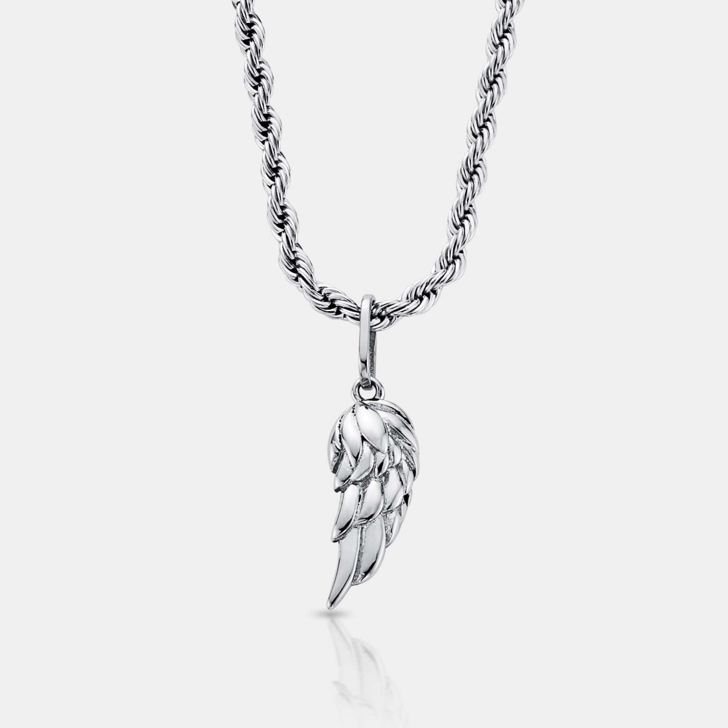 Silver Wing Pendant | Men | Stainless Steel | Angel Wing Design | Statement Necklace | Steven & Levon