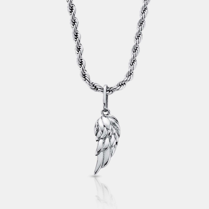 Silver Wing Pendant | Men | Stainless Steel | Angel Wing Design | Statement Necklace | Steven & Levon