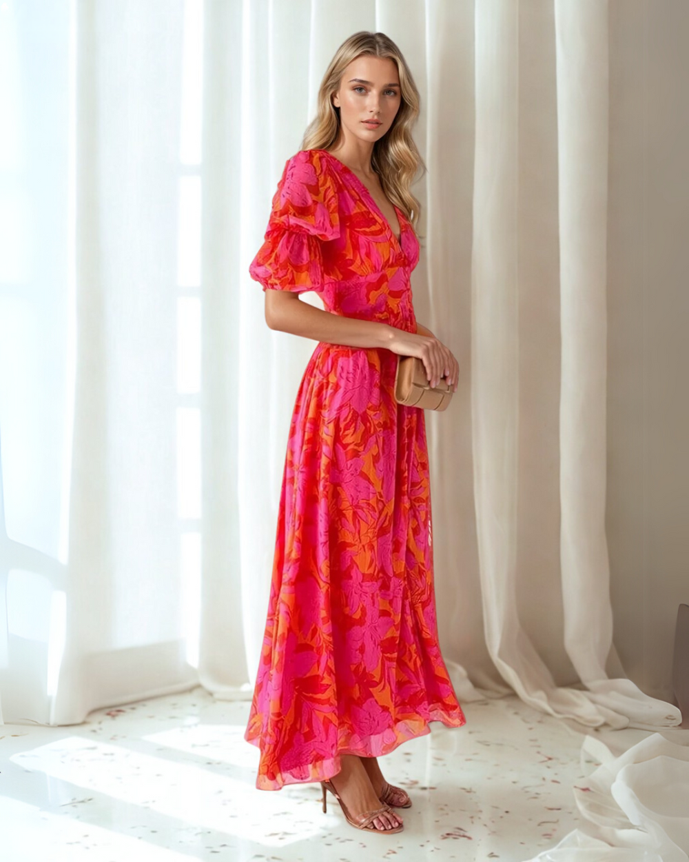 Women's Summer Floral Maxi Dress | Women | Lightweight Fabric | Steven & Levon