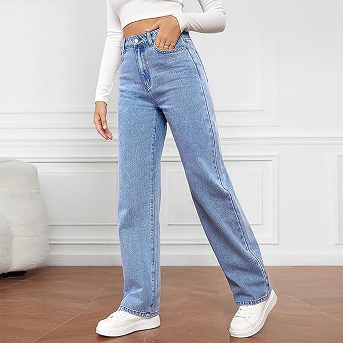 Women's High-Waist Wide-Leg Jeans | Relaxed Fit Denim Pants | Everyday Casual Wear | Steven & Levon