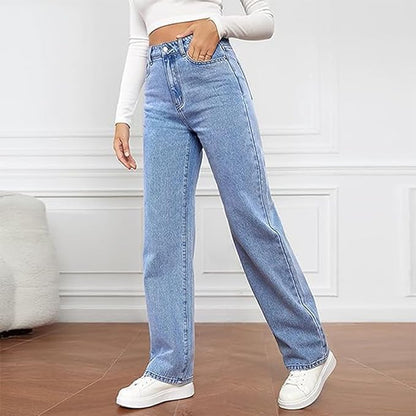 Women's High-Waist Wide-Leg Jeans | Relaxed Fit Denim Pants | Everyday Casual Wear | Steven & Levon