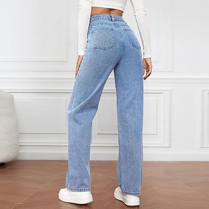 Women's High-Waist Wide-Leg Jeans | Relaxed Fit Denim Pants | Everyday Casual Wear | Steven & Levon