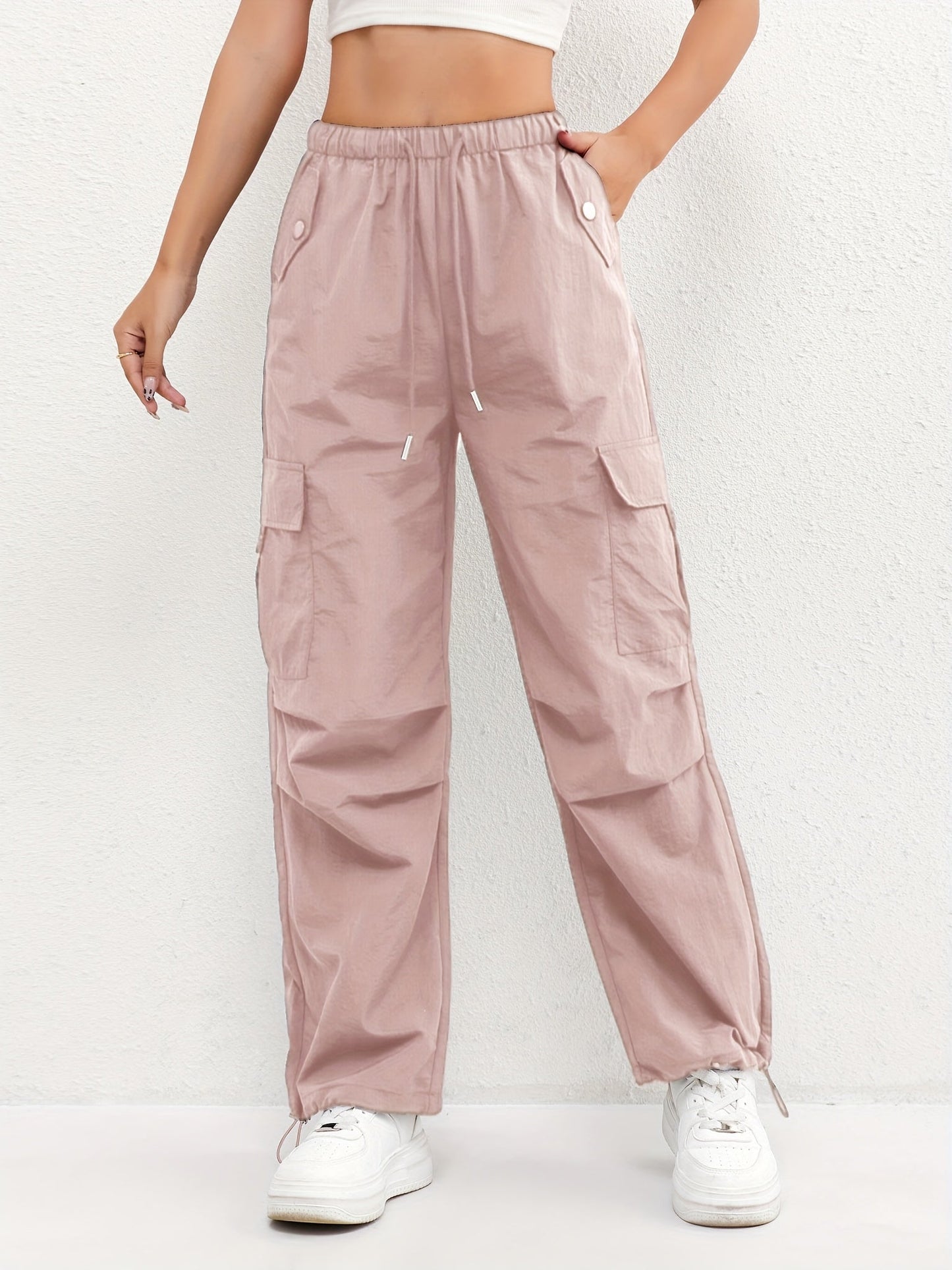 Women's Cargo Pocket Drawstring Pants | Relaxed Fit Casual Trousers | Lightweight Everyday Wear | Steven & Levon