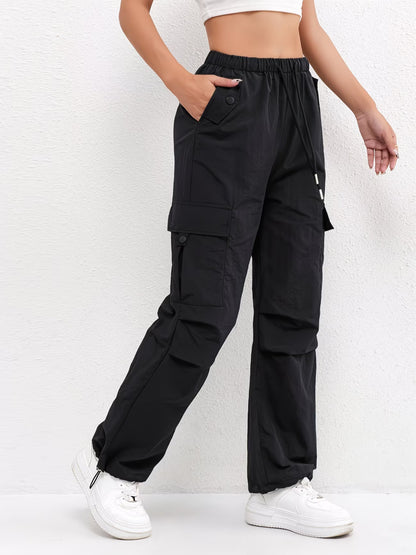 Women's Cargo Pocket Drawstring Pants | Relaxed Fit Casual Trousers | Lightweight Everyday Wear | Steven & Levon