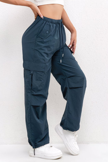 Women's Cargo Pocket Drawstring Pants | Relaxed Fit Casual Trousers | Lightweight Everyday Wear | Steven & Levon