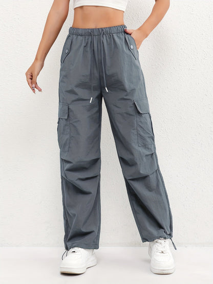 Women's Cargo Pocket Drawstring Pants | Relaxed Fit Casual Trousers | Lightweight Everyday Wear | Steven & Levon