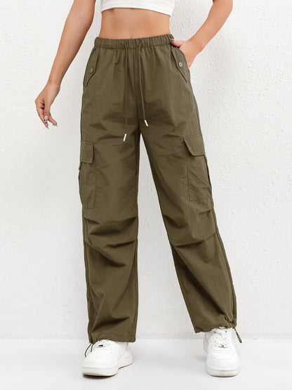 Women's Cargo Pocket Drawstring Pants | Relaxed Fit Casual Trousers | Lightweight Everyday Wear | Steven & Levon