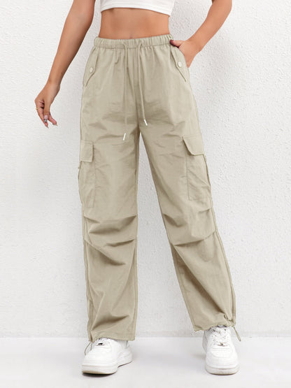 Women's Cargo Pocket Drawstring Pants | Relaxed Fit Casual Trousers | Lightweight Everyday Wear | Steven & Levon