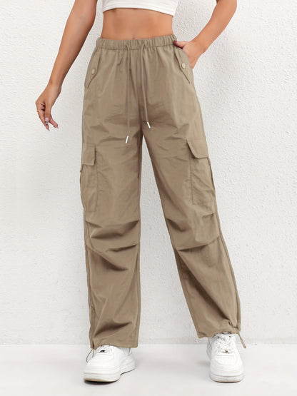 Women's Cargo Pocket Drawstring Pants | Relaxed Fit Casual Trousers | Lightweight Everyday Wear | Steven & Levon
