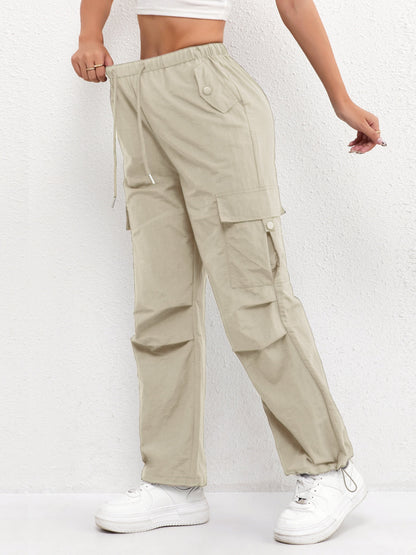 Women's Cargo Pocket Drawstring Pants | Relaxed Fit Casual Trousers | Lightweight Everyday Wear | Steven & Levon