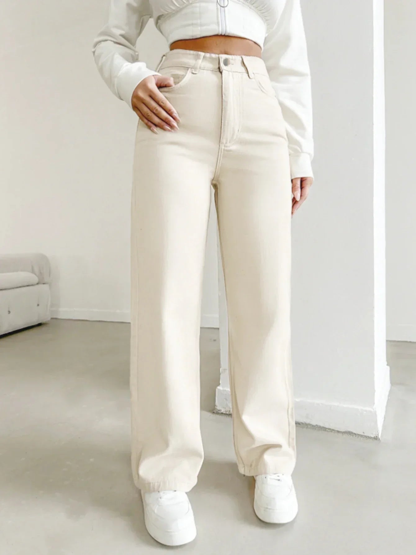 Women's High-Waist Straight-Leg Pants | Tailored Casual Trousers | Comfortable Everyday Wear | Steven & Levon