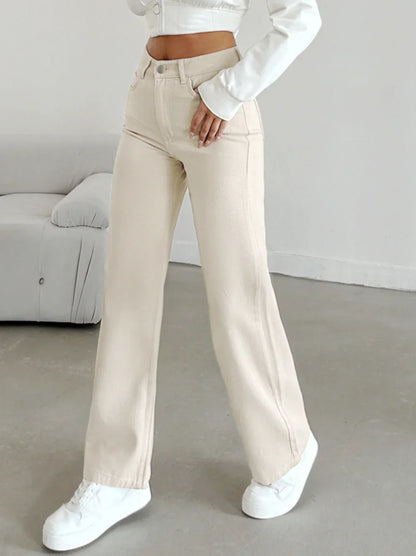 Women's High-Waist Straight-Leg Pants | Tailored Casual Trousers | Comfortable Everyday Wear | Steven & Levon