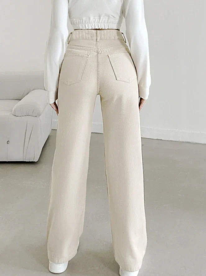 Women's High-Waist Straight-Leg Pants | Tailored Casual Trousers | Comfortable Everyday Wear | Steven & Levon
