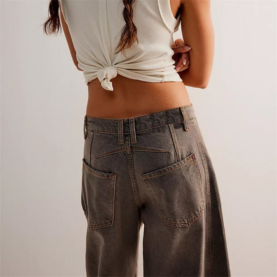 Mid Rise Barrel Leg Denim Jeans | Women | Cropped Heavyweight Denim | Casual Pants | Steven & Levon