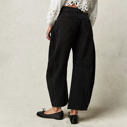 Mid Rise Barrel Leg Denim Jeans | Women | Cropped Heavyweight Denim | Casual Pants | Steven & Levon