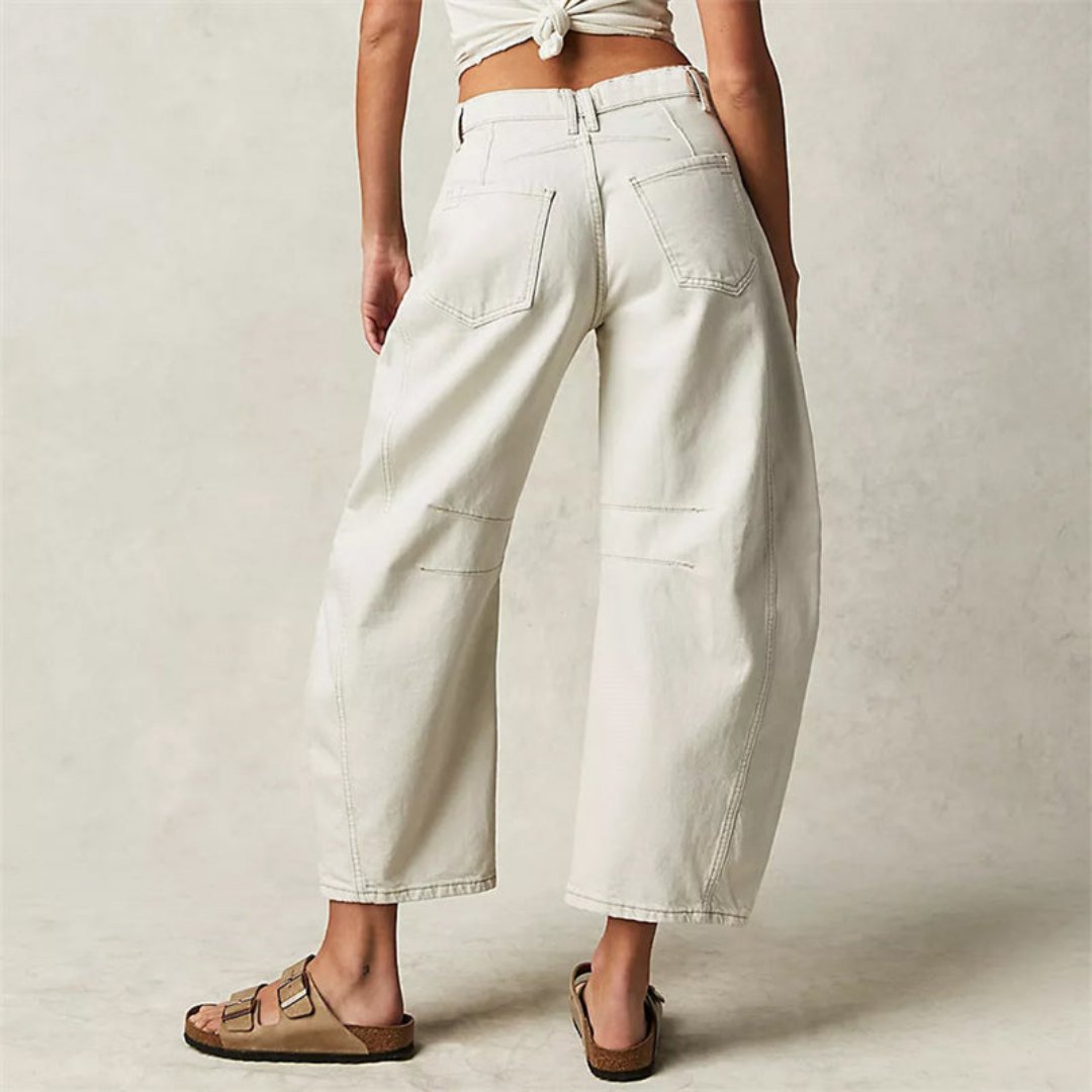 Mid Rise Barrel Leg Denim Jeans | Women | Cropped Heavyweight Denim | Casual Pants | Steven & Levon
