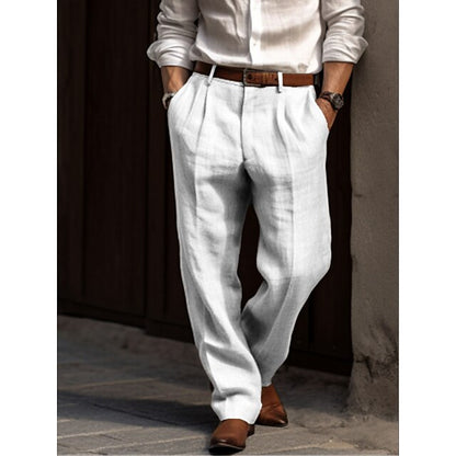 Men's Wide Leg Trousers |  Relaxed Fit Cotton Blend Pants | Smart Casual Streetwear | Steven & Levon